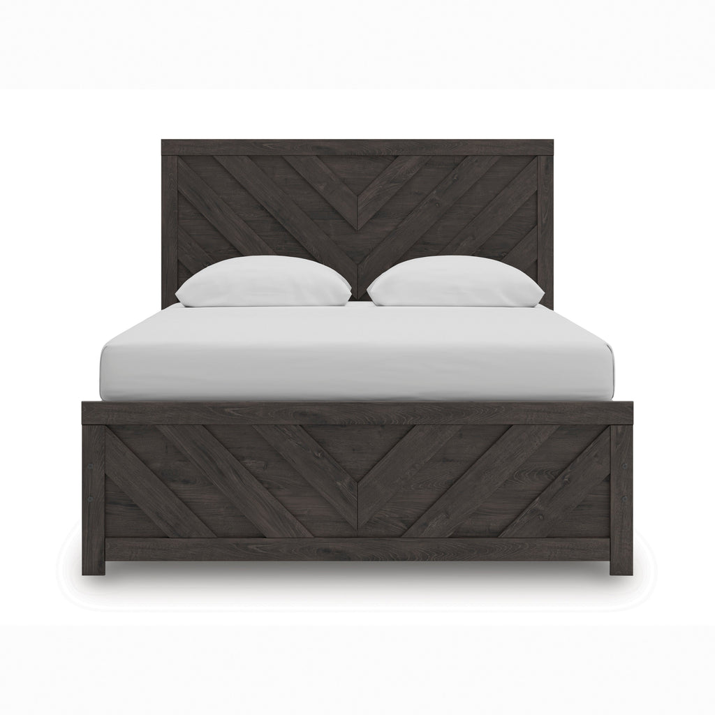Prendonea Charcoal Queen Panel Bed, Dresser and 2 Nightstands