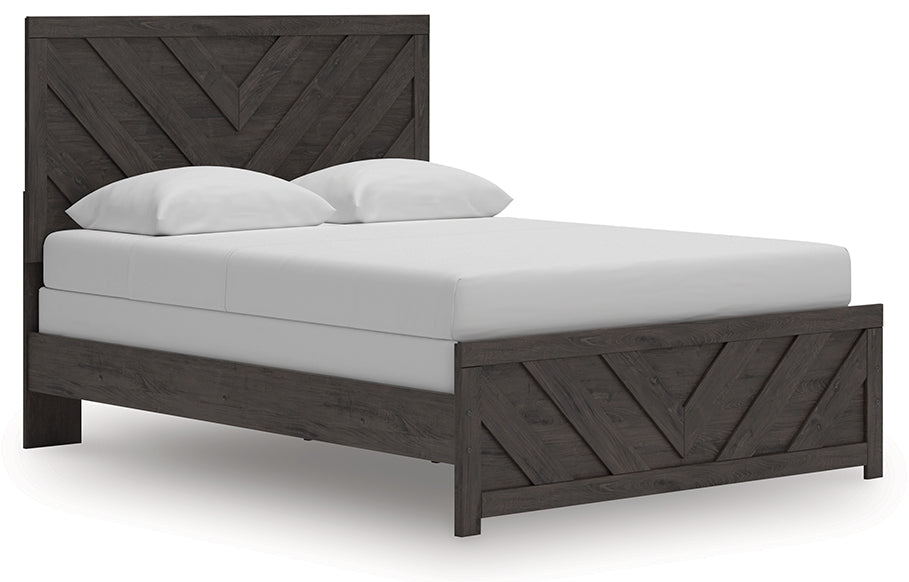 Prendonea Queen Panel Bed, Dresser, Mirror and Nightstand, Charcoal