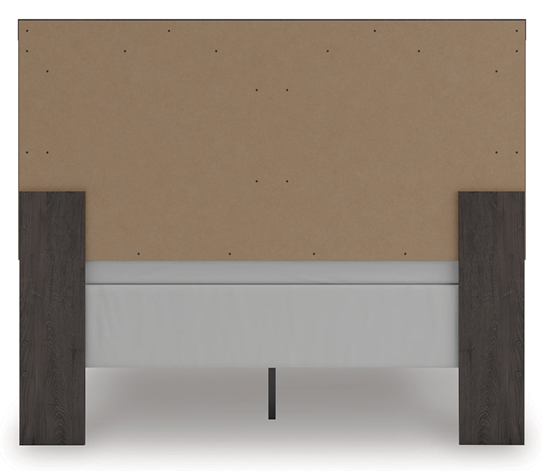 Prendonea Queen Panel Bed, Dresser, Mirror and Nightstand, Charcoal