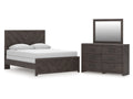 Prendonea Charcoal King Panel Bed, Dresser and Mirror