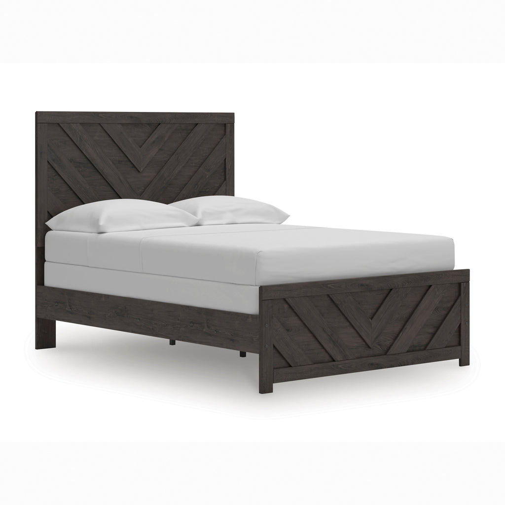 Prendonea Charcoal Queen Panel Bed, Dresser and Mirror