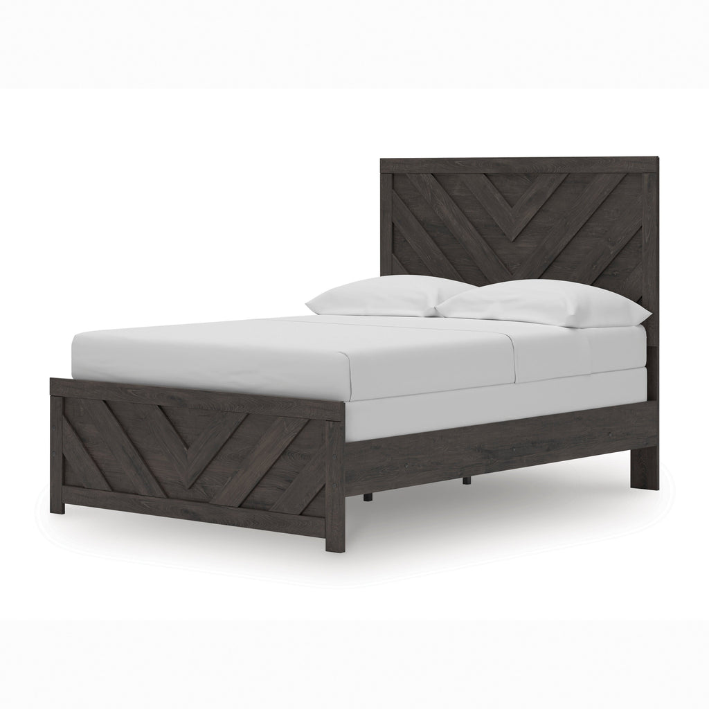 Prendonea Full Panel Bed, Dresser, Mirror, Chest and 2 Nightstands, Charcoal