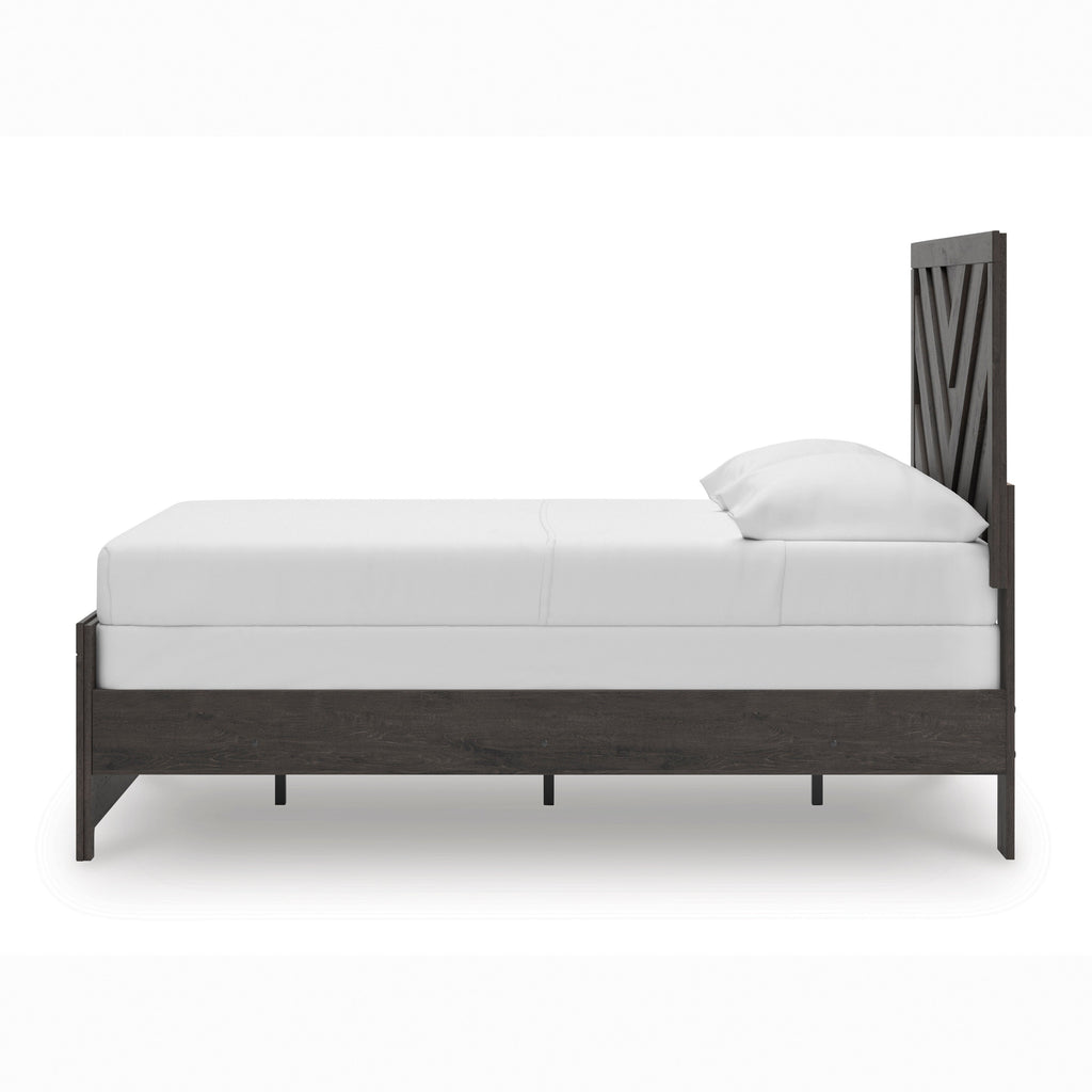 Prendonea Full Panel Bed, Dresser, Mirror, Chest and 2 Nightstands, Charcoal