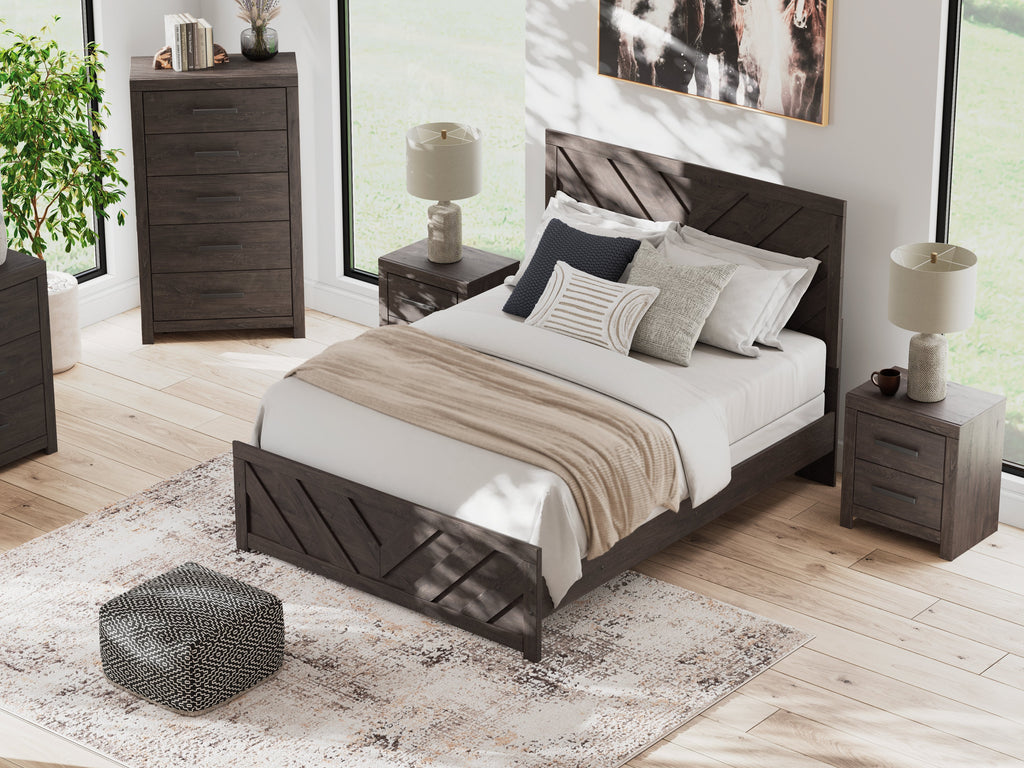 Prendonea Charcoal Queen Panel Bed
