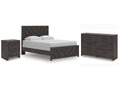 Prendonea Charcoal Queen Panel Bedroom Set with Dresser and Nightstand