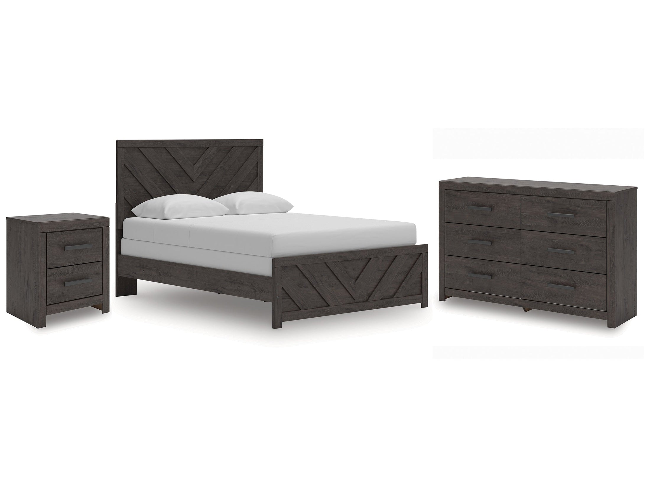 Prendonea Charcoal Queen Panel Bedroom Set with Dresser and Nightstand