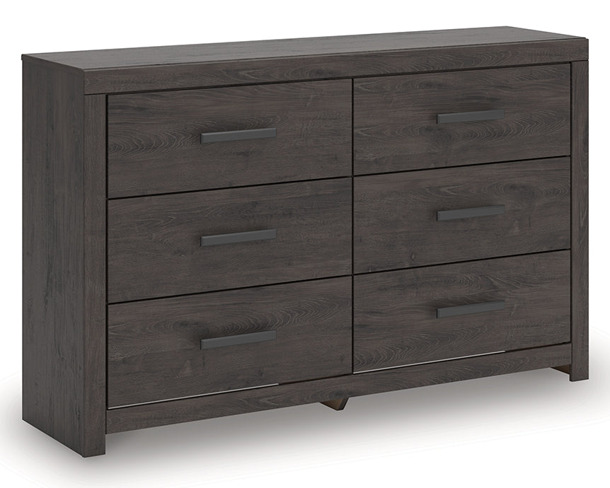 Prendonea Charcoal Queen Panel Bedroom Set with Dresser and Nightstand