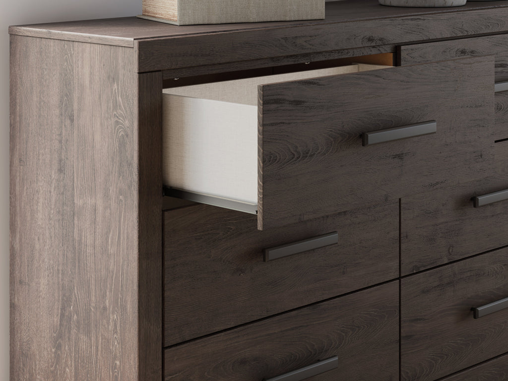 Prendonea Charcoal Queen Panel Bedroom Set with Dresser and Nightstand