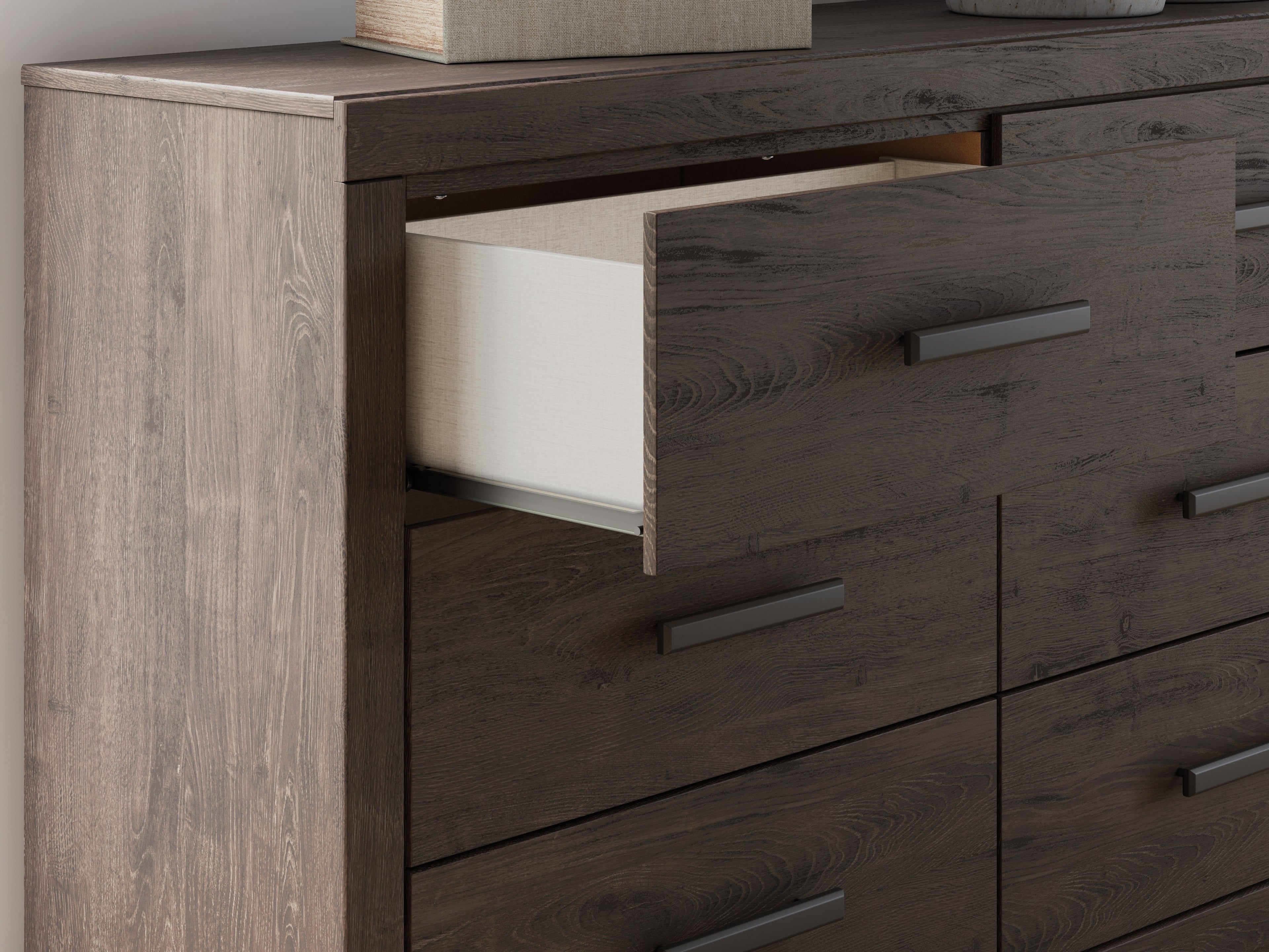 Prendonea Charcoal Queen Panel Bedroom Set with Dresser and Nightstand
