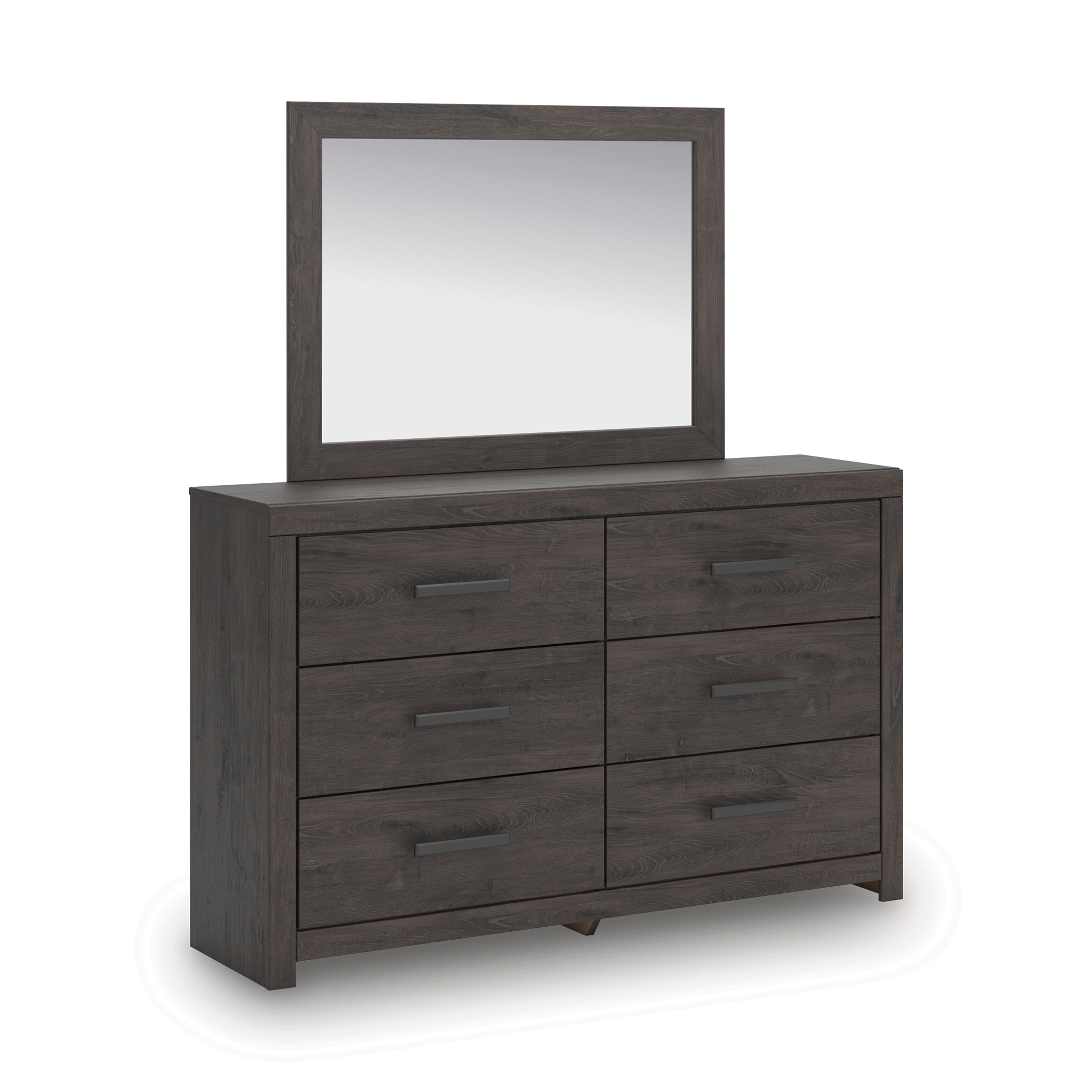 Prendonea Full Panel Bed, Dresser, Mirror, Chest and 2 Nightstands, Charcoal