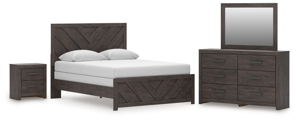 Prendonea Twin Panel Bed, Dresser, Mirror and Nightstand, Charcoal