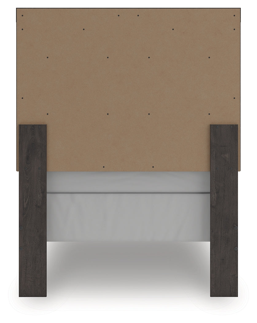 Prendonea Charcoal Twin Panel Bed, Dresser and Mirror
