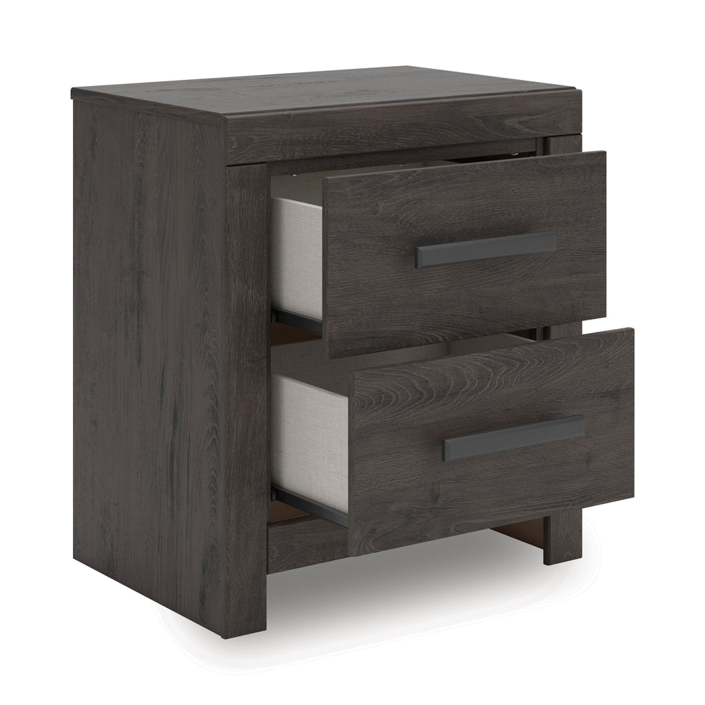 Prendonea Twin Panel Bed, Dresser, Mirror, Chest and 2 Nightstands, Charcoal