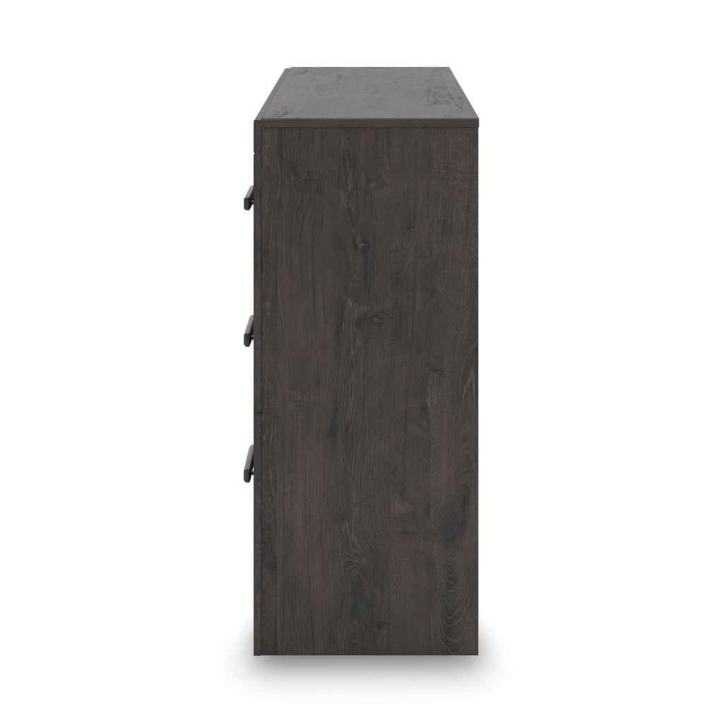 Prendonea Full Panel Bed, Dresser, Mirror and Nightstand, Charcoal