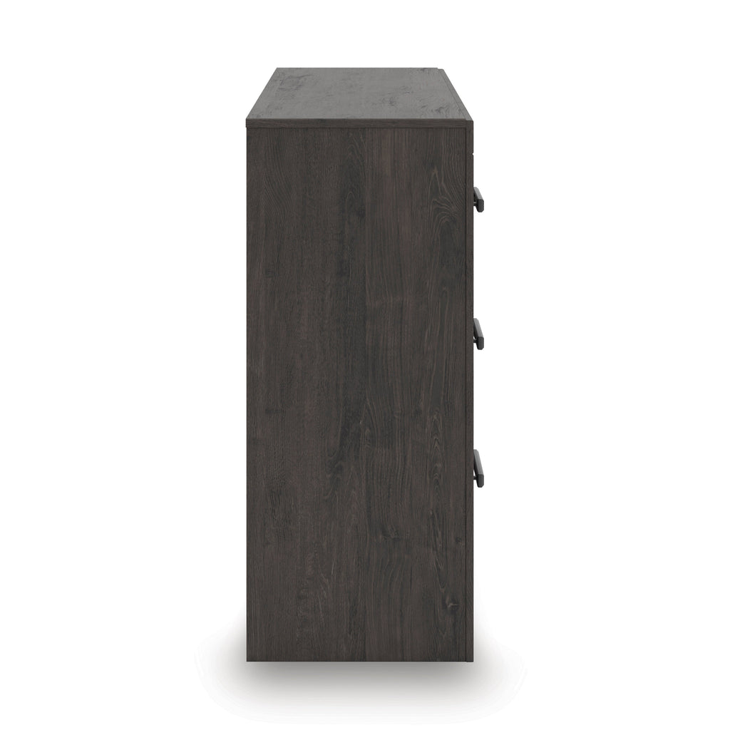 Prendonea King Panel Bed, Dresser, Mirror, Chest and Nightstand, Charcoal