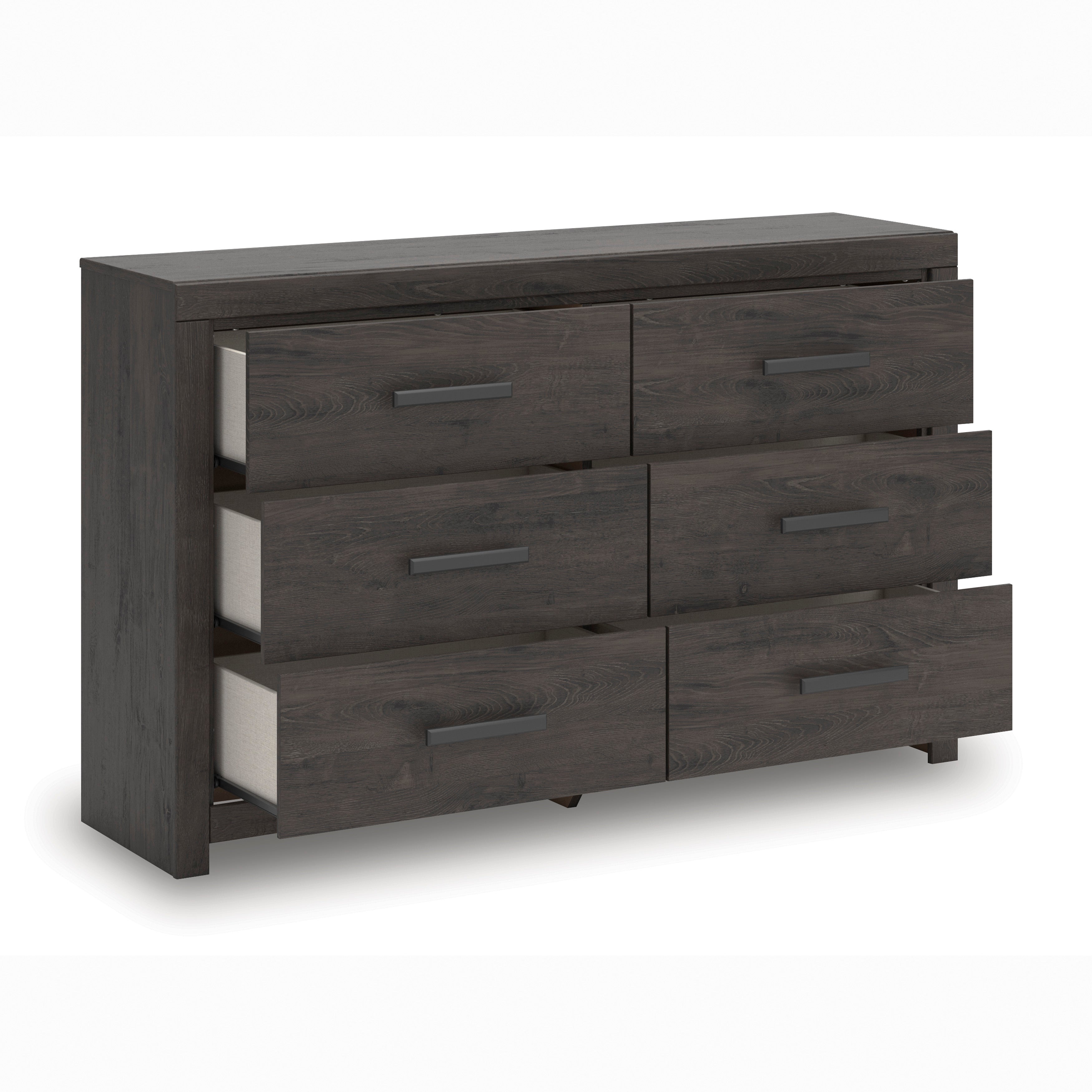 Prendonea Queen Panel Bed, Dresser, Mirror, Chest and 2 Nightstands, Charcoal