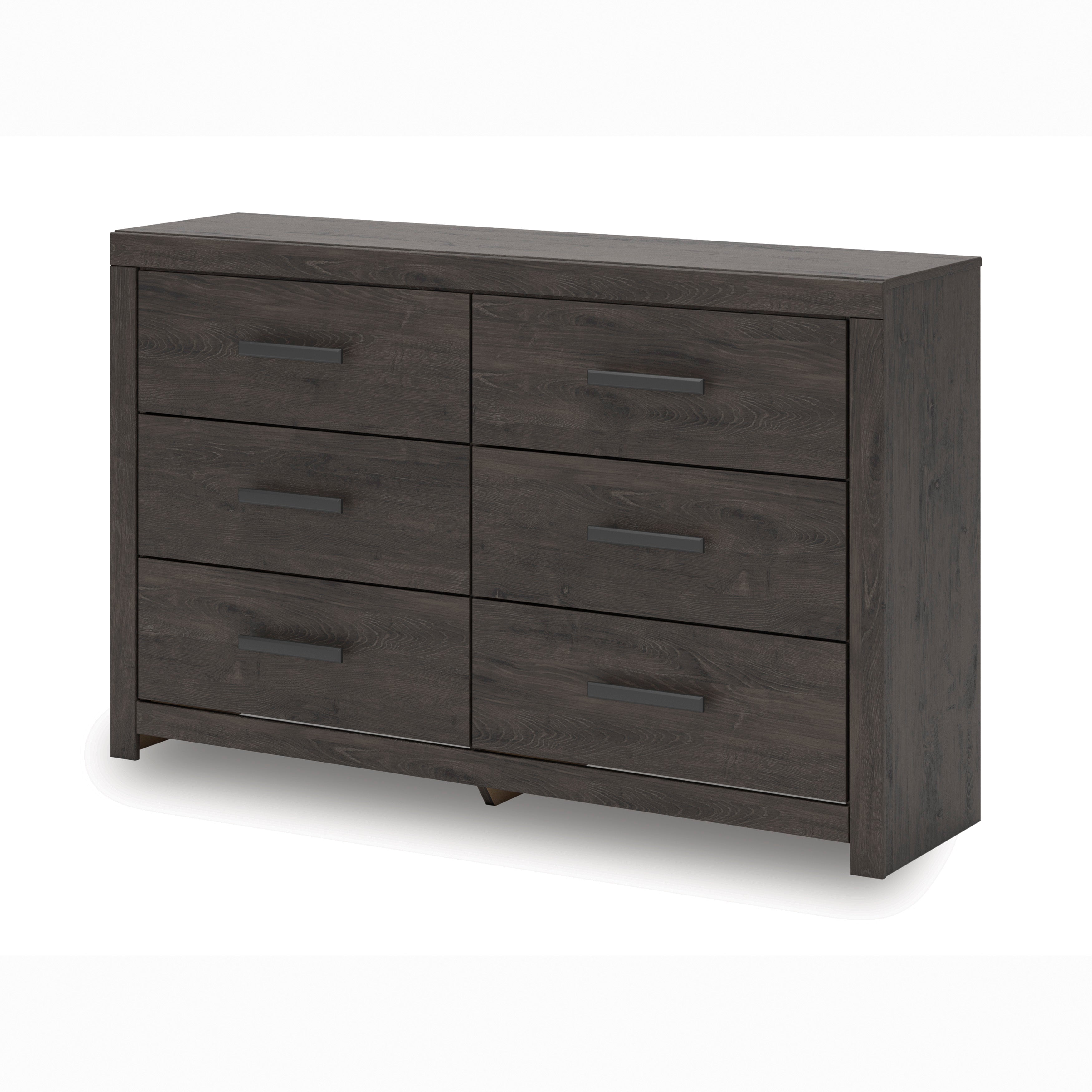 Prendonea Queen Panel Bed, Dresser, Mirror, Chest and 2 Nightstands, Charcoal