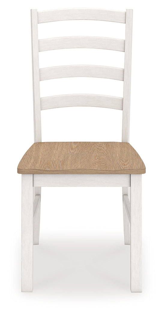 Purlaney /Natural Extension Dining Table, 4 Chairs and Bench, Antique White
