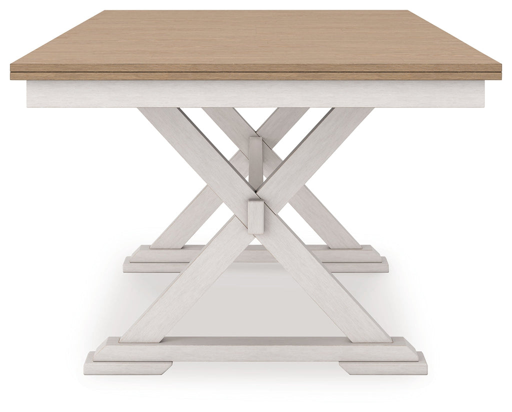 Purlaney /Natural Extension Dining Table, 4 Chairs and Bench, Antique White