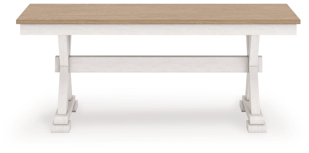 Purlaney /Natural Extension Dining Table, 4 Chairs and Bench, Antique White