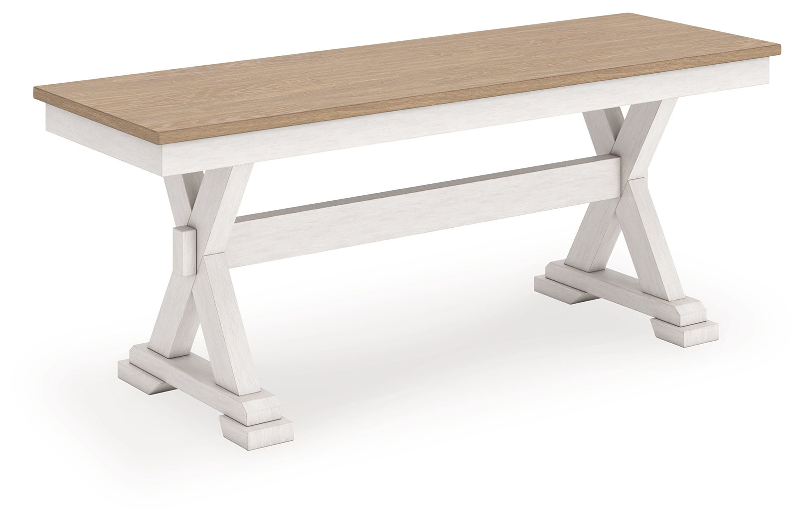 Purlaney /Natural Extension Dining Table, 4 Chairs and Bench, Antique White