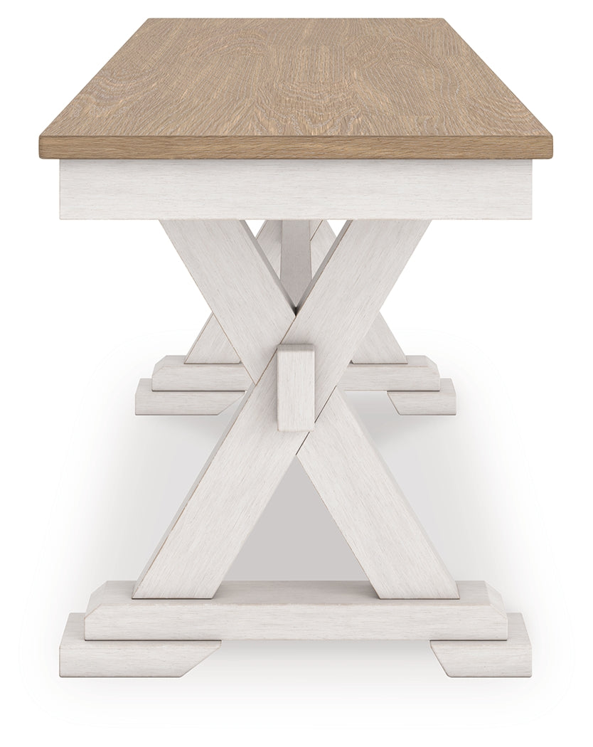 Purlaney /Natural Extension Dining Table, 4 Chairs and Bench, Antique White