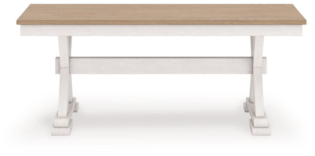 Purlaney /Natural Extension Dining Table, 4 Chairs and Bench, Antique White