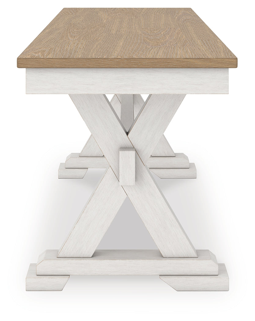 Purlaney /Natural Extension Dining Table, 4 Chairs and Bench, Antique White