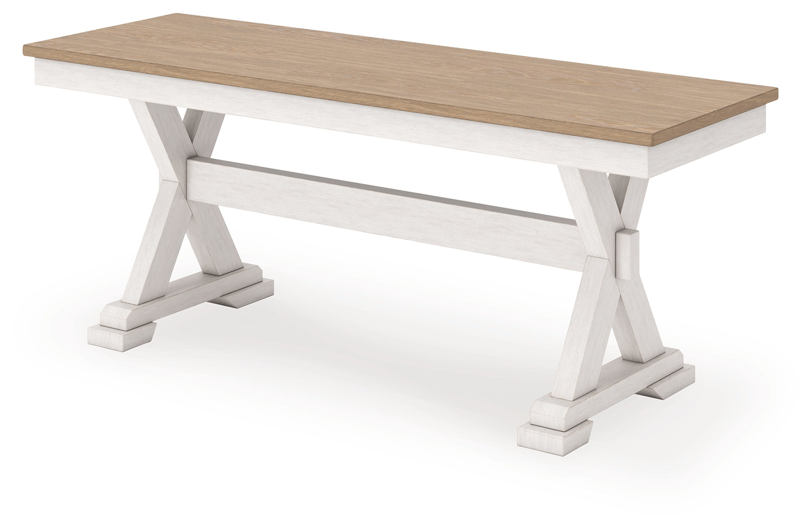 Purlaney /Natural Extension Dining Table, 4 Chairs and Bench, Antique White