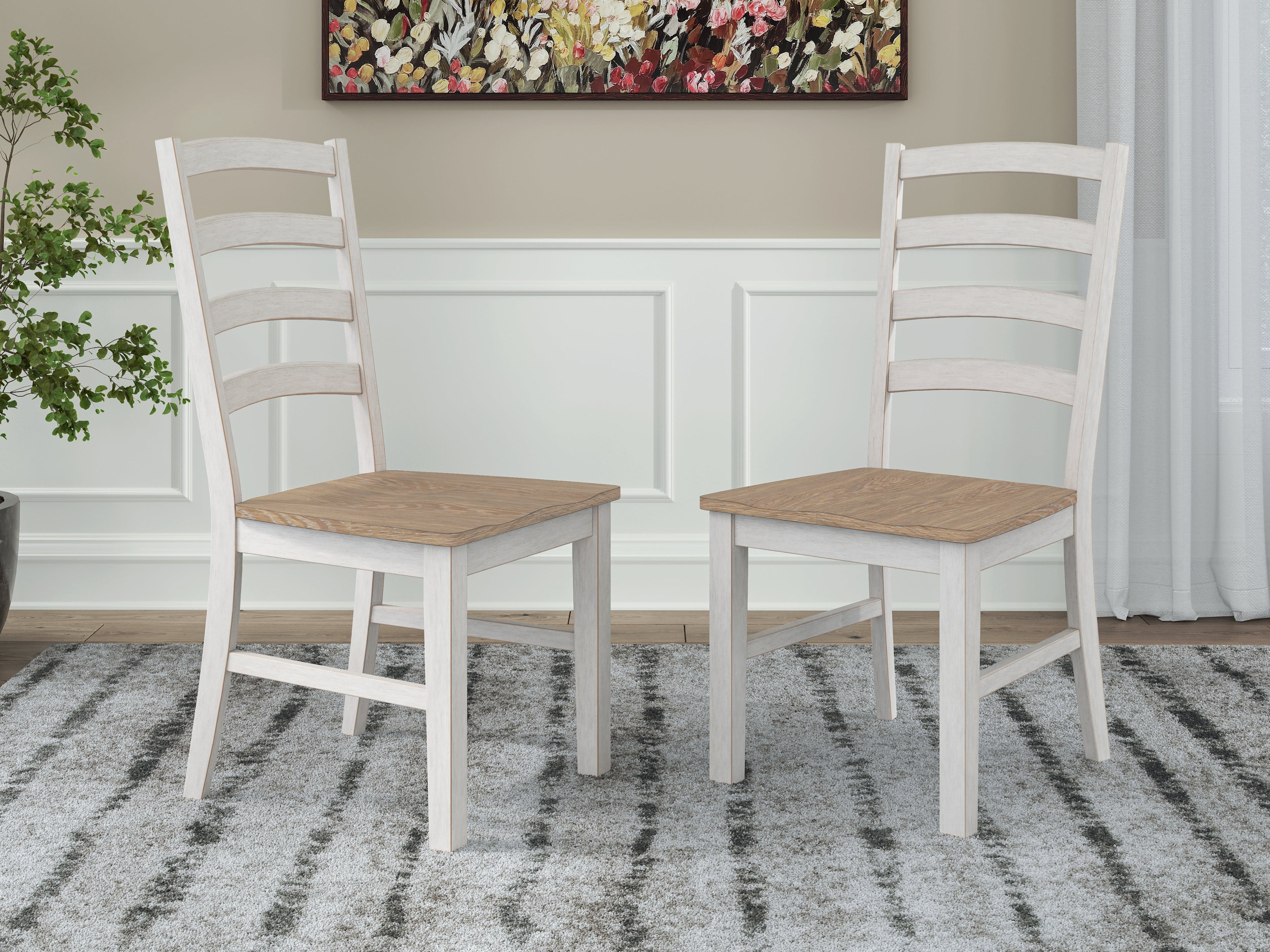 Purlaney /Natural Extension Dining Table, 4 Chairs and Bench, Antique White