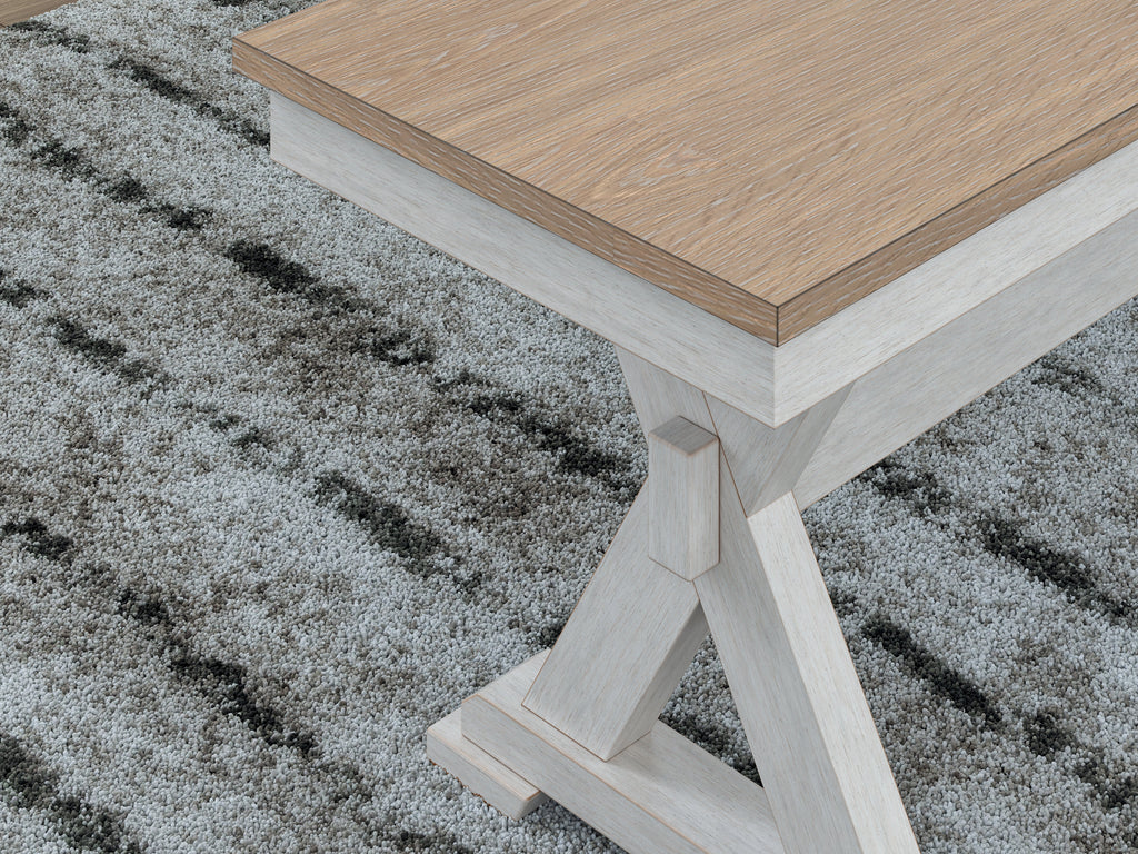 Purlaney /Natural Extension Dining Table, 4 Chairs and Bench, Antique White