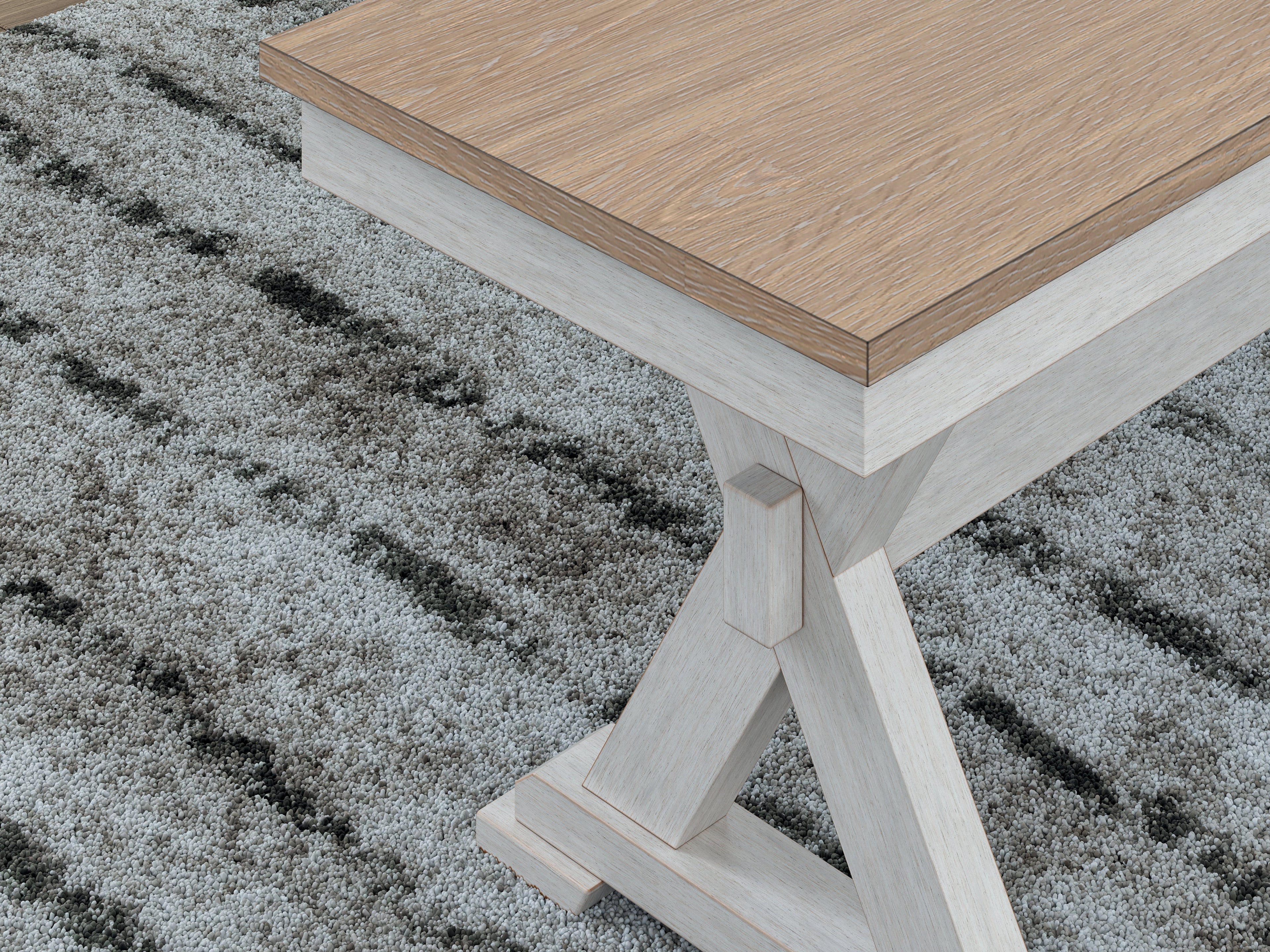 Purlaney /Natural Extension Dining Table, 4 Chairs and Bench, Antique White