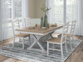 Purlaney Antique White/Natural Extension Dining Table and 4 Chairs
