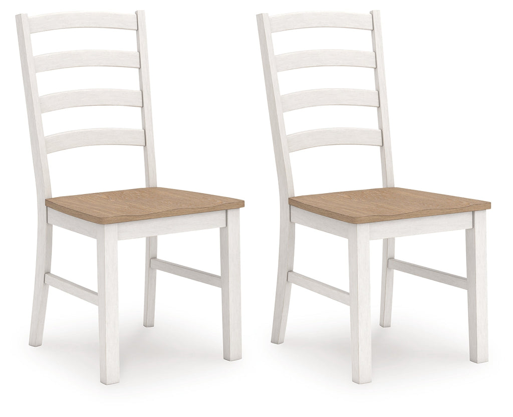 Purlaney Antique White/Natural Extension Dining Table and 4 Chairs