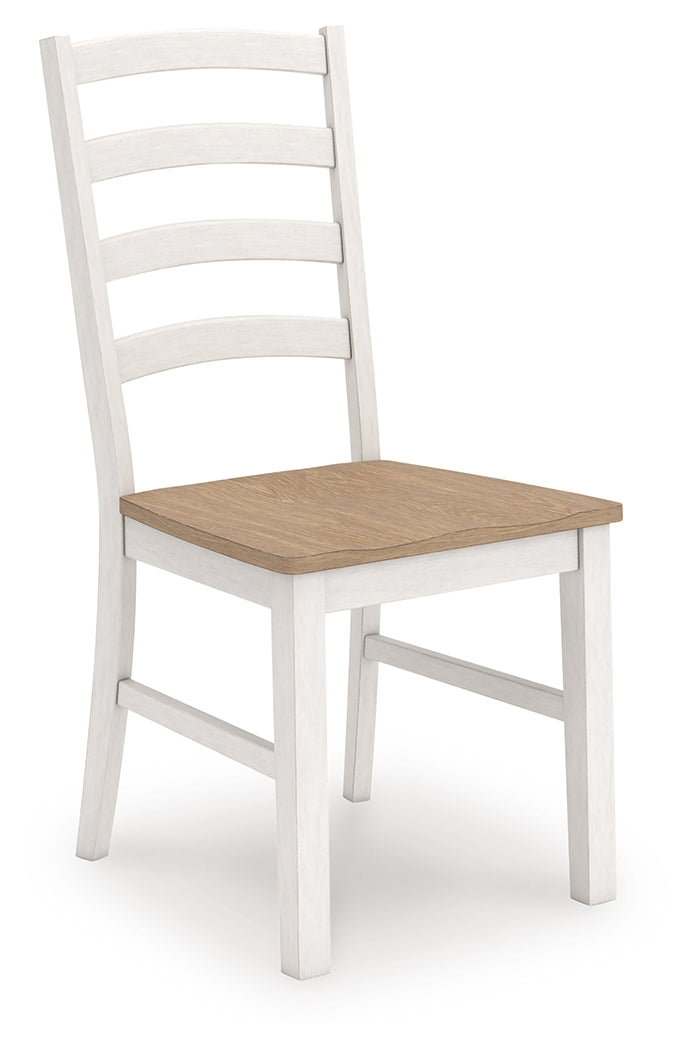 Purlaney Antique White/Natural Extension Dining Table and 4 Chairs