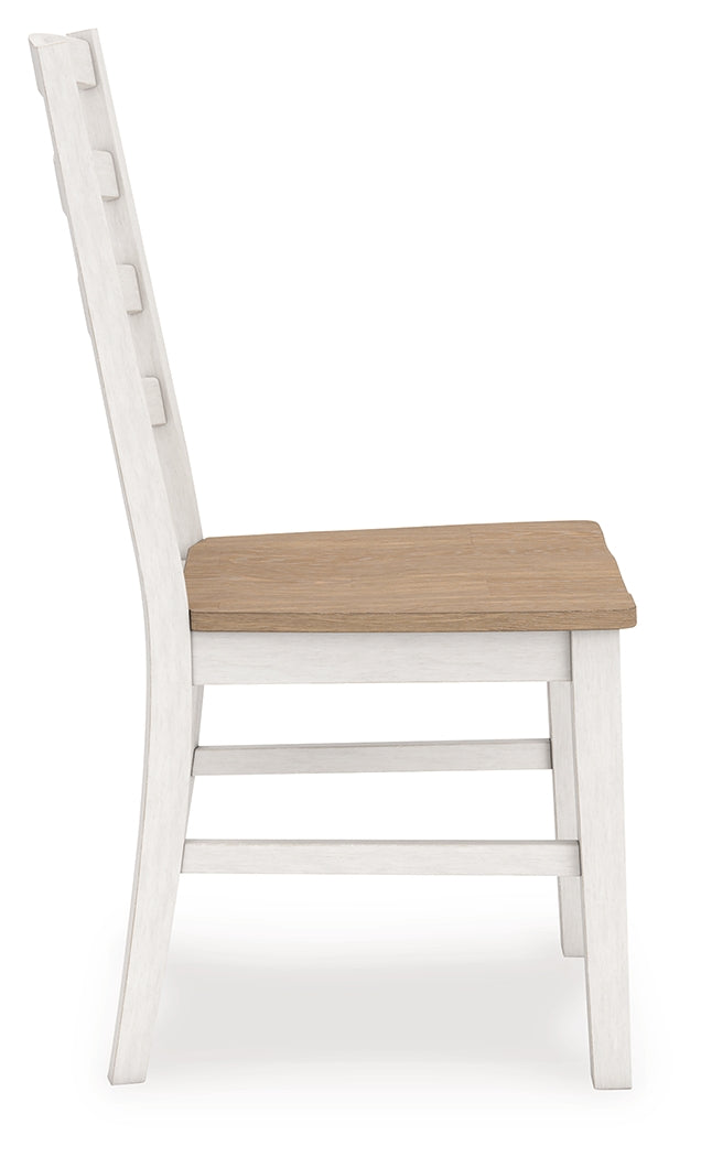 Purlaney Antique White/Natural Extension Dining Table and 4 Chairs