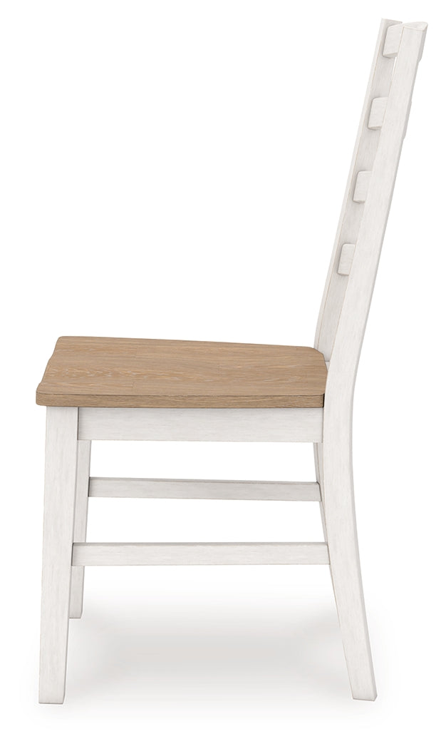 Purlaney Antique White/Natural Extension Dining Table and 4 Chairs