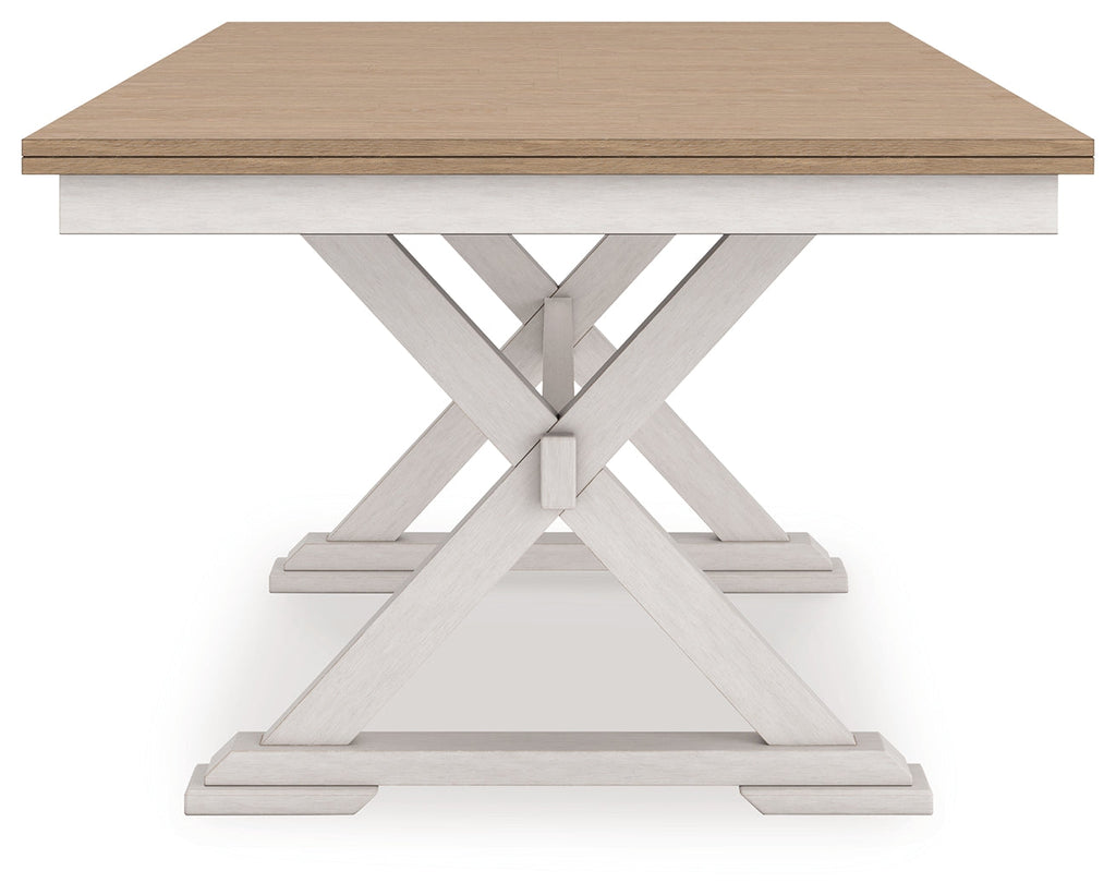 Purlaney Antique White/Natural Extension Dining Table and 4 Chairs