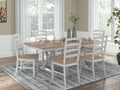 Purlaney Antique White/Natural Extension Dining Table and 6 Chairs