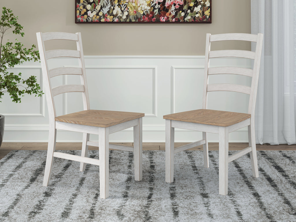 Purlaney Antique White/Natural Extension Dining Table and 6 Chairs