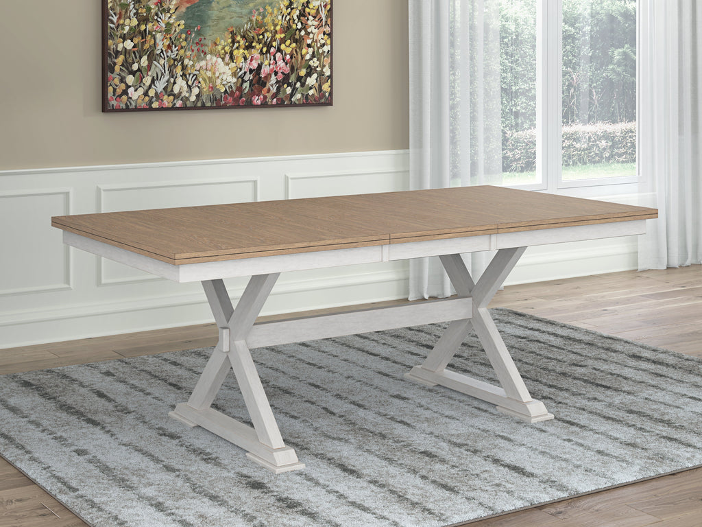 Purlaney Antique White/Natural Extension Dining Table and 6 Chairs