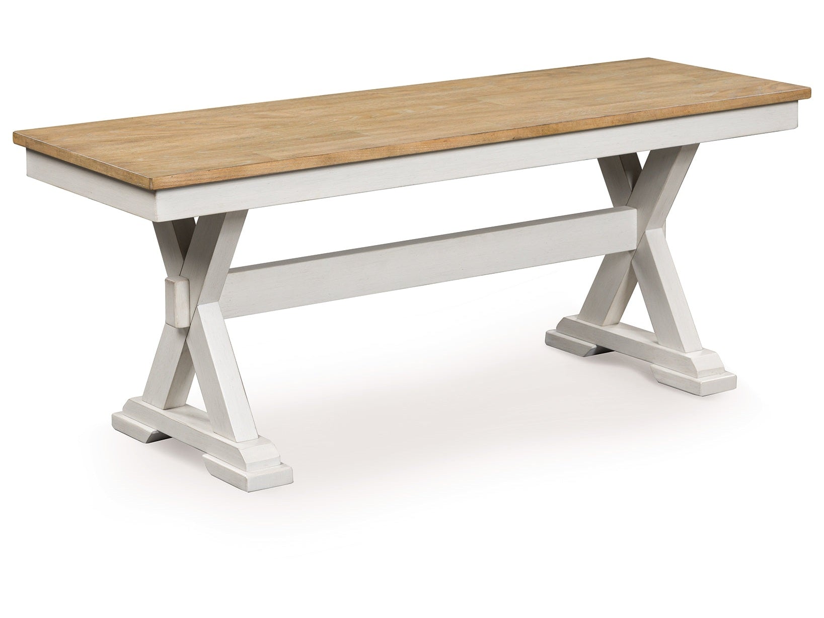 Purlaney Antique White/Natural Large Dining Room Bench