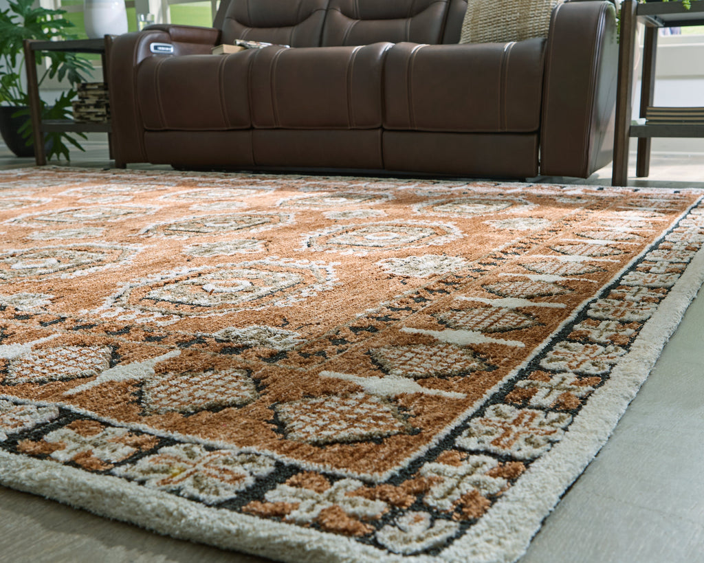 Qaabiz Sienna/Ivory/Black Large Rug