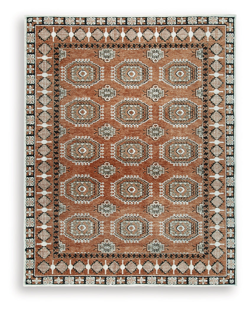Qaabiz Sienna/Ivory/Black Large Rug