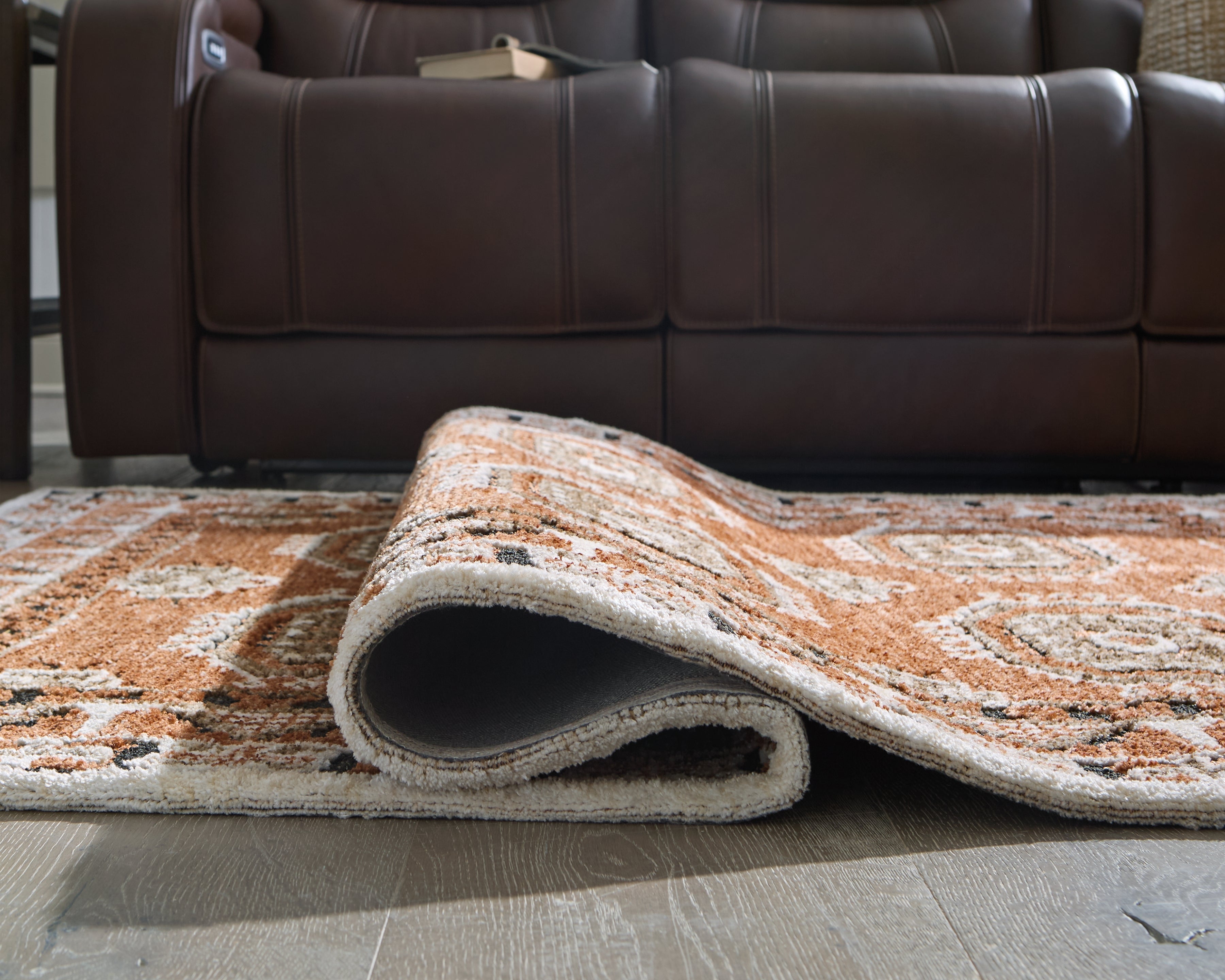 Qaabiz Sienna/Ivory/Black Medium Rug
