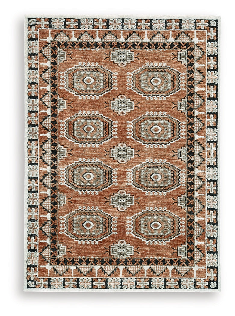 Qaabiz Sienna/Ivory/Black Medium Rug