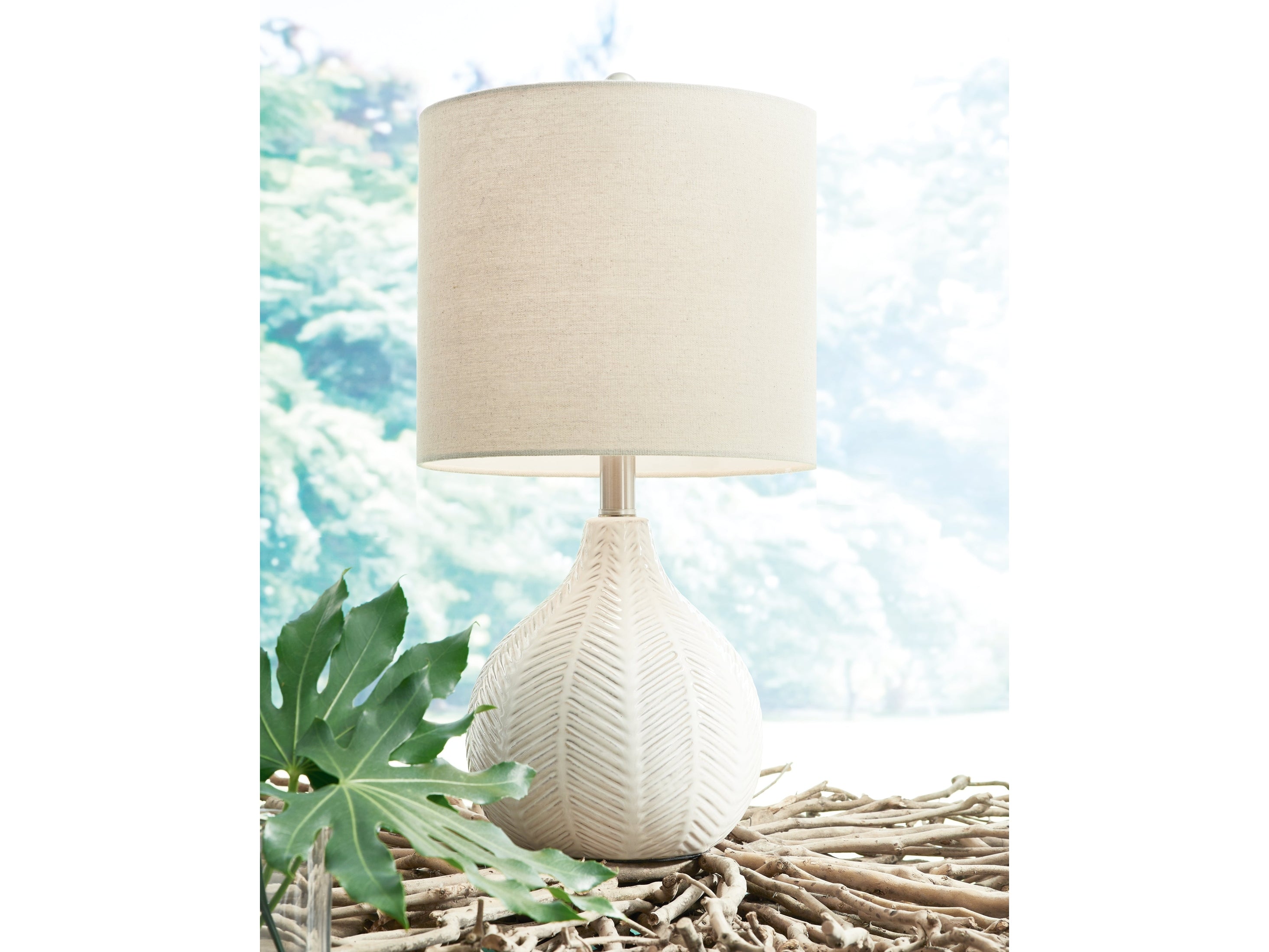 Rainermen Off White Table Lamp (Set of 2)