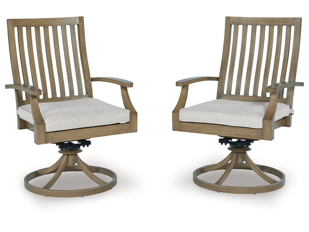 Rainier Ranch Brown/Beige Outdoor Swivel Chair with Cushion (Set of 2)