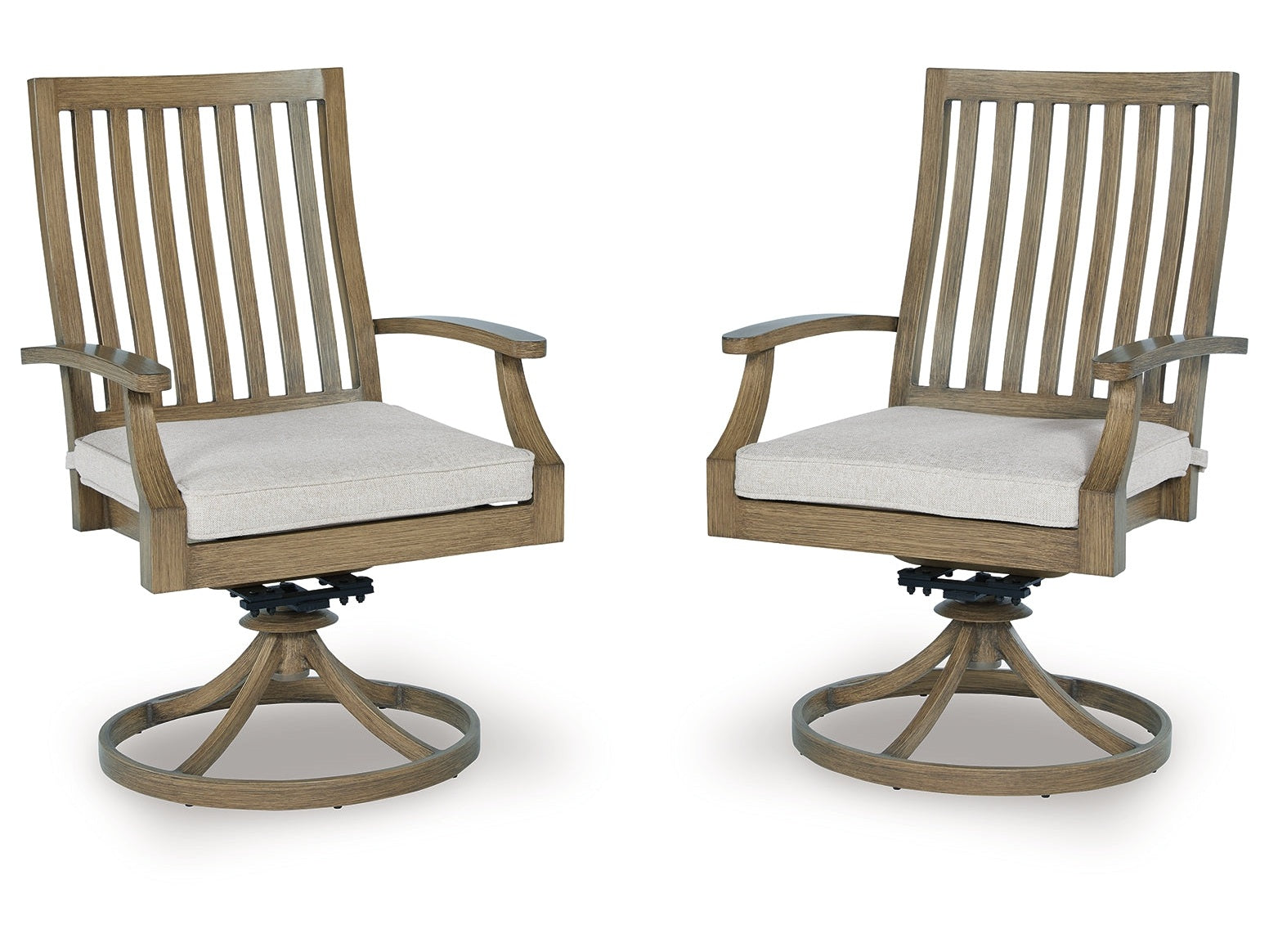 Rainier Ranch Brown/Beige Outdoor Swivel Chair with Cushion (Set of 2)
