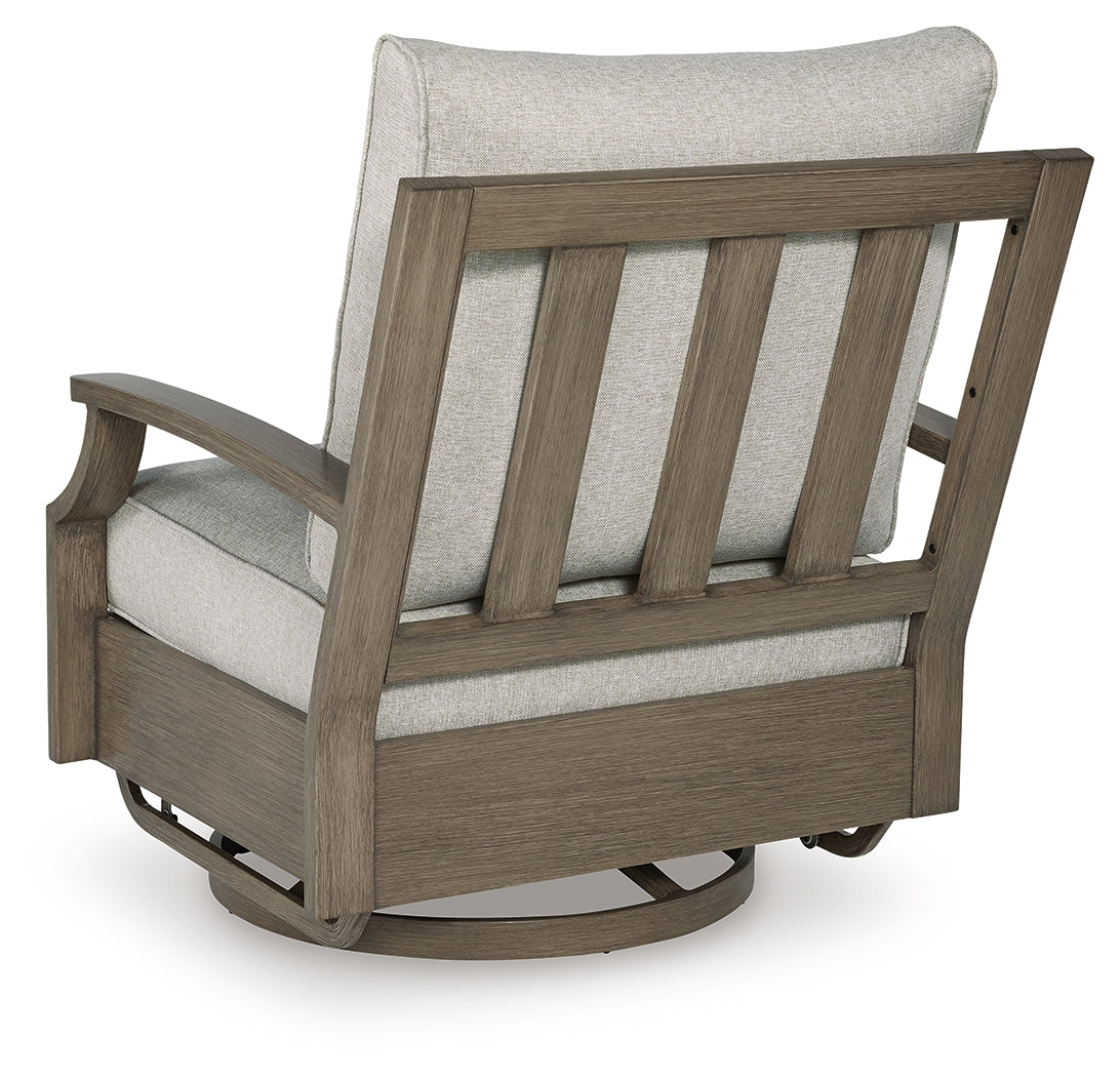 Rainier Ranch Brown/Beige Outdoor Swivel Glider Chair with Cushion